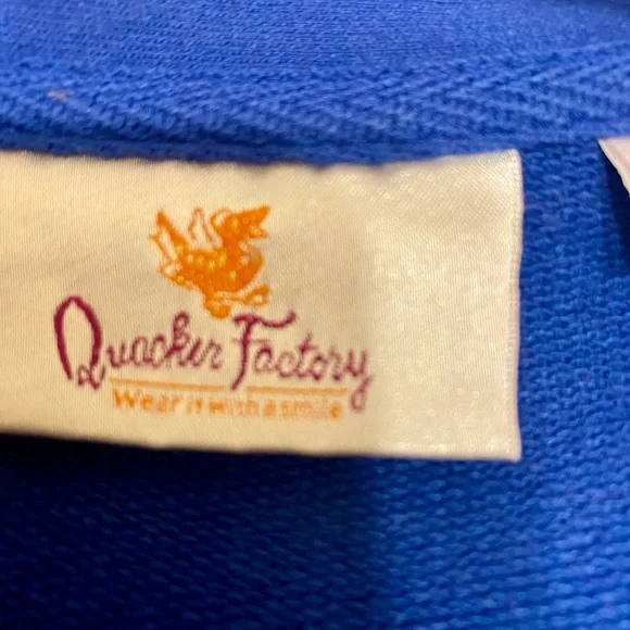 Vintage Quacker Factory Blue Ruffled Zip-Up Top w/rhinestone bling. Size S. - Picture 3 of 7